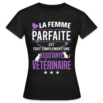 Assistante vétérinaire - T-shirt Femme - noir - Devant - AI Model Female 172 dark (172cm)