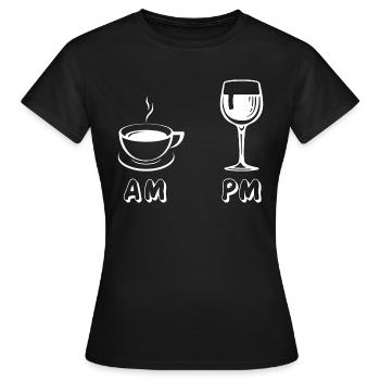 AM Coffee PM Wine - Women's T-Shirt - black - Front - AI Model Female 172 dark (172cm)