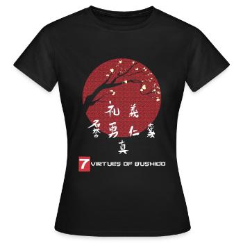 Sieben Tugenden der Samurai japanische Schrift - Frauen T-Shirt - Schwarz - Vorne - AI Model Female 172 dark (172cm)