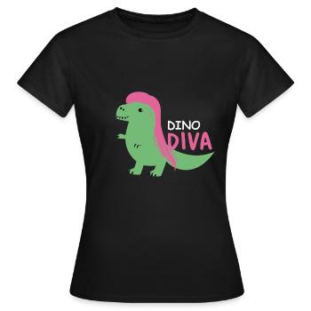 Dino Diva - Frauen T-Shirt - Schwarz - Vorne - AI Model Female 172 dark (172cm)