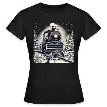 Lokomotive - Frauen T-Shirt - Schwarz - Vorne - AI Model Female 172 dark (172cm)