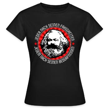 Karl Marx – Jeder nach seinen Fähigkeiten... - Frauen T-Shirt - Schwarz - Vorne - AI Model Female 172 dark (172cm)