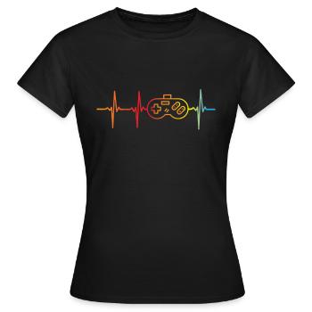 Gamer EKG Vollblut Gamer Gamer Herz - Frauen T-Shirt - Schwarz - Vorne - AI Model Female 172 dark (172cm)