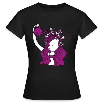 New Age hippie bizarre fille fleurs cheveux - T-shirt Femme - noir - Devant - AI Model Female 172 dark (172cm)