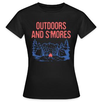 Outdoors and S'mores Camping Foodie Camper Food - Women's T-Shirt - black - Front - AI Model Female 172 dark (172cm)