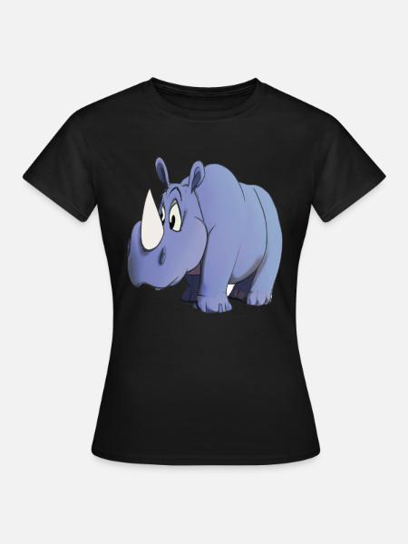 Kawaii Cartoon Rhino - Dame-T-shirt - sort