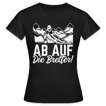 Skifahren Skipiste Ab auf die Bretter - Frauen T-Shirt - Schwarz - Vorne - AI Model Female 172 dark (172cm)