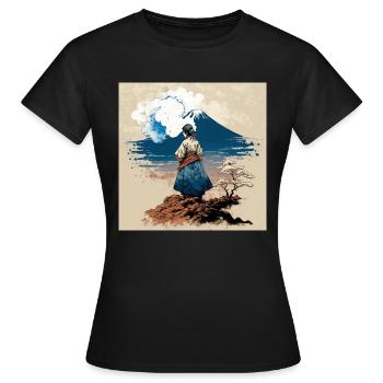 En attendant son retour Hokusai Style - T-shirt Femme - noir - Devant - AI Model Female 172 dark (172cm)