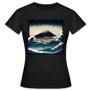 Mighty mount Fuji Hokusai Style - Frauen T-Shirt - Schwarz - Vorne - AI Model Female 172 dark (172cm)
