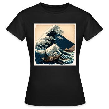 Suivre la voie de la nature Style Hokusai - T-shirt Femme - noir - Devant - AI Model Female 172 dark (172cm)