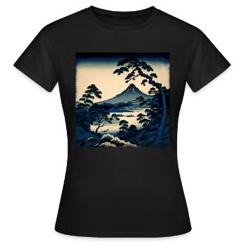 Mount Fuji from awar Hokusai Style - Women's T-Shirt - black - Front - AI Model Female 172 dark (172cm)