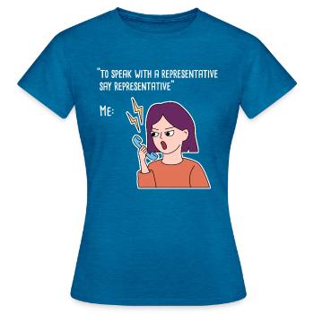 Arbeit von zu Hause Call Design für stolze Pinoys - Frauen T-Shirt - Antikblaues Saphir meliert - Vorne - AI Model Female 172 dark (172cm)