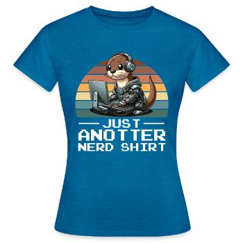 Gaming Otter PC Tech Geek Funny Anotter Nerd Chemise - T-shirt Femme - bleu saphir antique chiné - Devant - AI Model Female 172 dark (172cm)