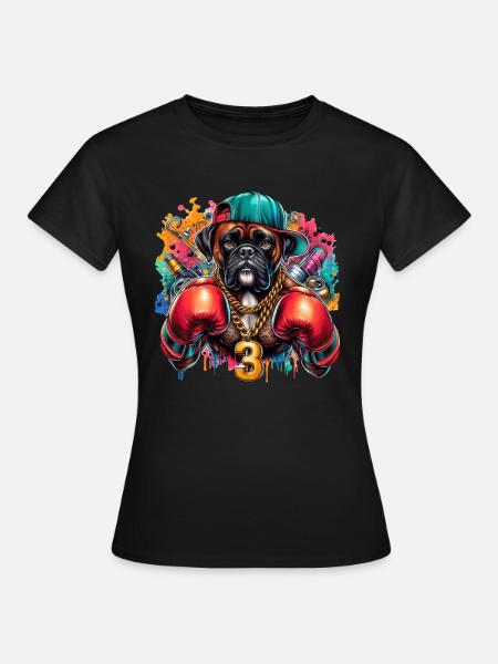 Boxer Hund Splash Kunst - Frauen T-Shirt - Schwarz