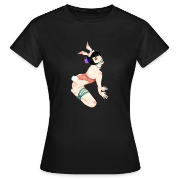 Häschen-Wiedergabe - Frauen T-Shirt - Schwarz - Vorne - AI Model Female 172 dark (172cm)