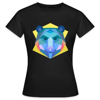 ours abstrait chemise ours, échange d'idées - T-shirt Femme - noir - Devant - AI Model Female 172 dark (172cm)