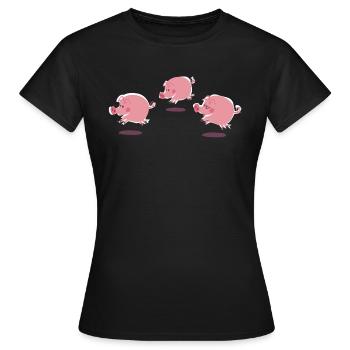petits cochons - T-shirt Femme - noir - Devant - AI Model Female 172 dark (172cm)