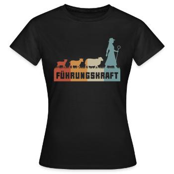 Führungskraft Schafe Hirtin Geschenkidee Lustig - Frauen T-Shirt - Schwarz - Vorne - AI Model Female 172 dark (172cm)