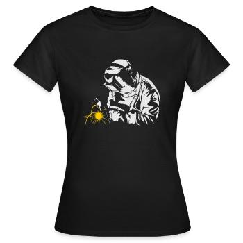 Schweißer bei der Arbeit - lustiges Eisen-Schweißer-Geschenk - Frauen T-Shirt - Schwarz - Vorne - AI Model Female 172 dark (172cm)