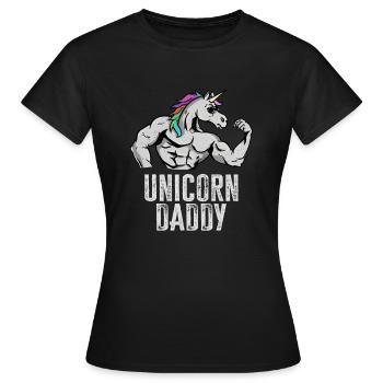 Einhorn-Vati - lustiges Fitness-Turnhallen-Regenbogen-Vati-Geschenk - Frauen T-Shirt - Schwarz - Vorne - AI Model Female 172 dark (172cm)