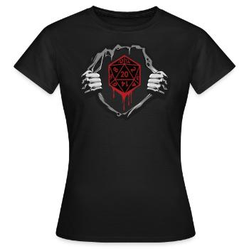 RPG Dice D20 W20 in the chest RPG - Women's T-Shirt - black - Front - AI Model Female 172 dark (172cm)