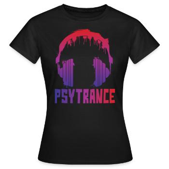 Psytrance Kopfhöhrer Psychedelisch Psytrance - Frauen T-Shirt - Schwarz - Vorne - AI Model Female 172 dark (172cm)