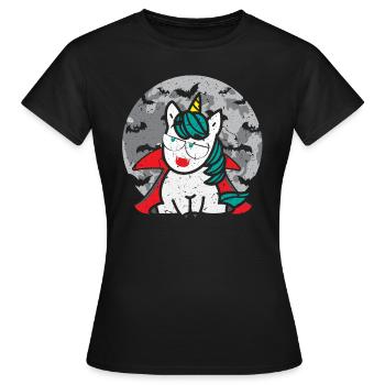 Vampir Einhorn Vampirzähne Blutsauger Halloween - Frauen T-Shirt - Schwarz - Vorne - AI Model Female 172 dark (172cm)