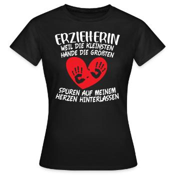 Erzieherin Kindergärtnerin Spuren Auf dem Herzen - Frauen T-Shirt - Schwarz - Vorne - AI Model Female 172 dark (172cm)