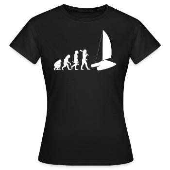 Katamaran Segeln Evolution Segelsport - Frauen T-Shirt - Schwarz - Vorne - AI Model Female 172 dark (172cm)