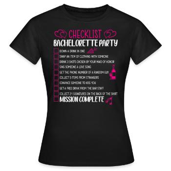 Bachelorette Party Checklist - Women's T-Shirt - black - Front - AI Model Female 172 dark (172cm)