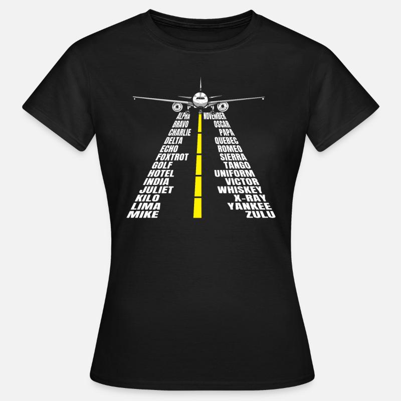 Phonetic Alphabet Airplane Pilot - Women's T-Shirt - black