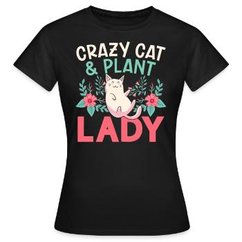Chat fou et plantes Dame Jardin Chat - T-shirt Femme - noir - Devant - AI Model Female 172 dark (172cm)