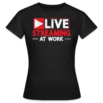 Live streaming au Travail Online Streamer Gamer - T-shirt Femme - noir - Devant - AI Model Female 172 dark (172cm)