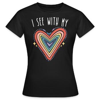 Braille Heart Visual Impairment Blind - Women's T-Shirt - black - Front - AI Model Female 172 dark (172cm)