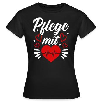 Pflege Mit Herz - Frauen T-Shirt - Schwarz - Vorne - AI Model Female 172 dark (172cm)