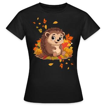 Herbst - Frauen T-Shirt - Schwarz - Vorne - AI Model Female 172 dark (172cm)