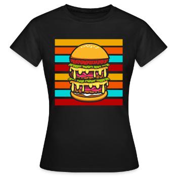 Burger Vintage Retro Fast Food - T-shirt Femme - noir - Devant - AI Model Female 172 dark (172cm)