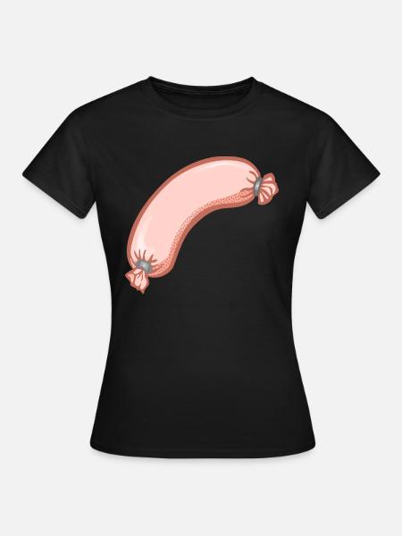 Wurst,esse,würstchen - Frauen T-Shirt - Schwarz