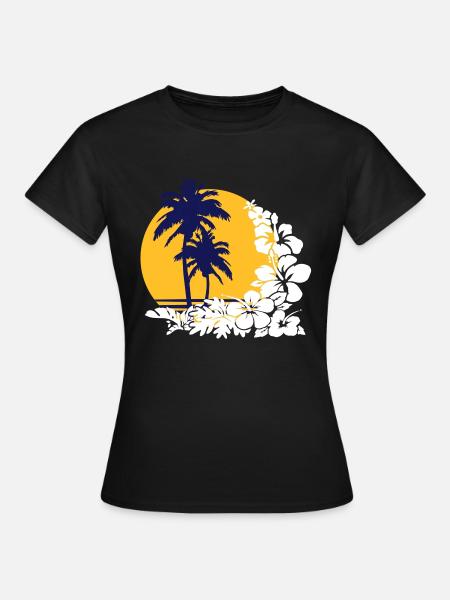palm sunset - Frauen T-Shirt - Schwarz