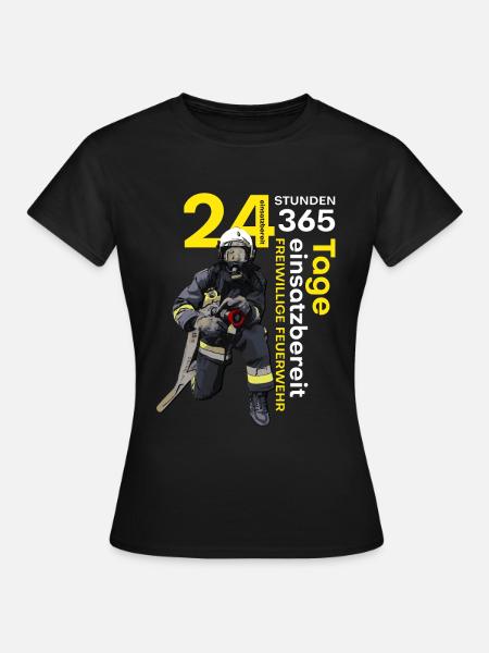 Feuerwehr - Rund um die Uhr einsatzbereit! - Frauen T-Shirt - Schwarz