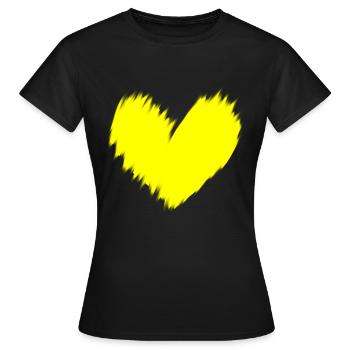 Idée cadeau cœur jaune floue - T-shirt Femme - noir - Devant - AI Model Female 172 dark (172cm)