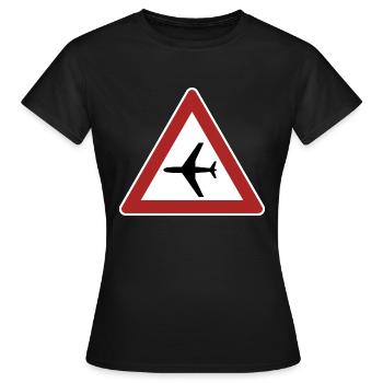 airplane aeroplane flugzeug heissluftballon air ba - Frauen T-Shirt - Schwarz - Vorne - AI Model Female 172 dark (172cm)