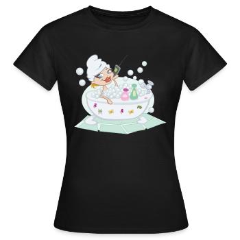 salle de bain bath baignoire bathtube shower douche6 - T-shirt Femme - noir - Devant - AI Model Female 172 dark (172cm)