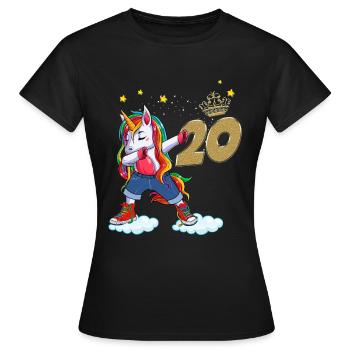 Einhorn Jubiläum 20 Jahre Geschenk Humor Frau - Frauen T-Shirt - Schwarz - Vorne - AI Model Female 172 dark (172cm)