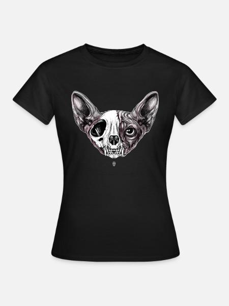 Shynx Katze Halbschädel - Frauen T-Shirt - Schwarz