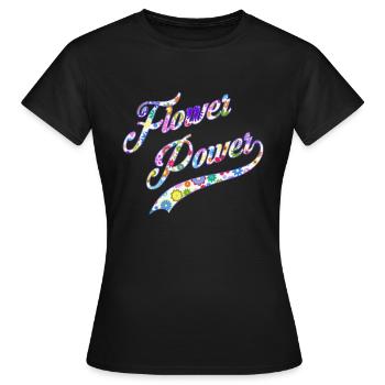 Blumen Power Hippie Sixties Floral Flower - Frauen T-Shirt - Schwarz - Vorne - AI Model Female 172 dark (172cm)