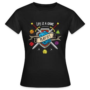 Das Leben ist ein Spiel, spielen Sie es - Frauen T-Shirt - Schwarz - Vorne - AI Model Female 172 dark (172cm)