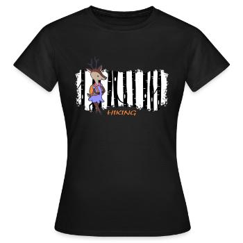 wandern Wanderschuhe wanderstock wanderfreunde - Frauen T-Shirt - Schwarz - Vorne - AI Model Female 172 dark (172cm)