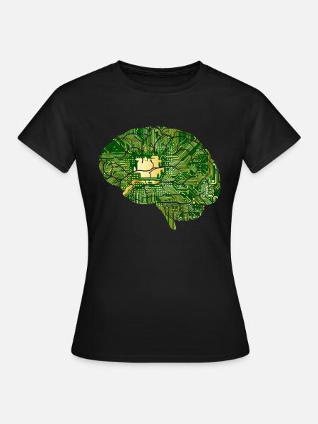 Gehirn,Schaltkreis,elektronik - Frauen T-Shirt - Schwarz