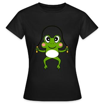 FUNNY FROG TOOK ROPE RINGS LE CADEAU DE LURCH - T-shirt Femme - noir - Devant - AI Model Female 172 dark (172cm)